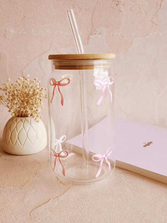 Light Pink Coquette Bow Can Glass Tumbler 540 ml