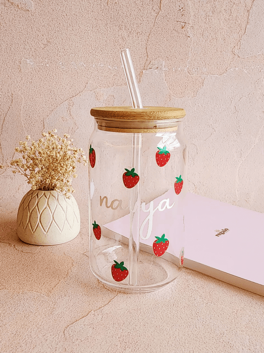 Strawberry Can Glass Tumbler 540ml